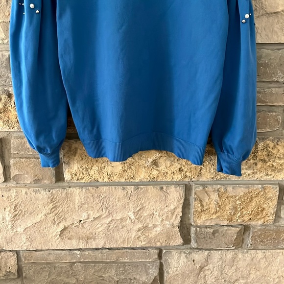 I•N•C International Concepts Pearl Embellished Pullover Sweater, Blue, Size XL - Picture 9 of 16
